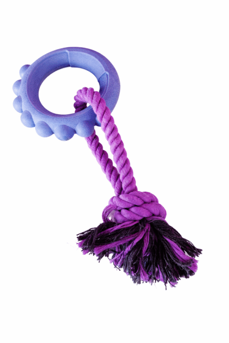 Bijtring Vadigran TPR met touw paars