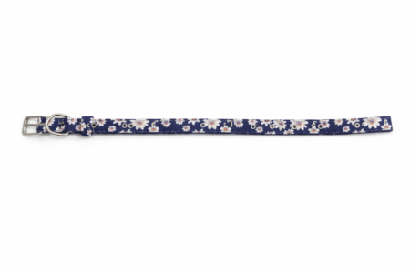 Halsband bloemen donkerblauw medium