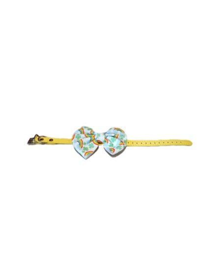 Halsband met strik geel