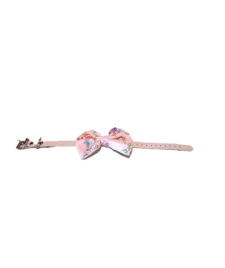 Halsband met strik lichtroos