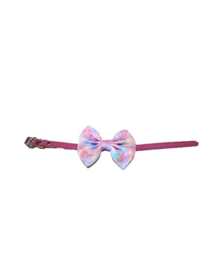 Halsband met strik fuschia