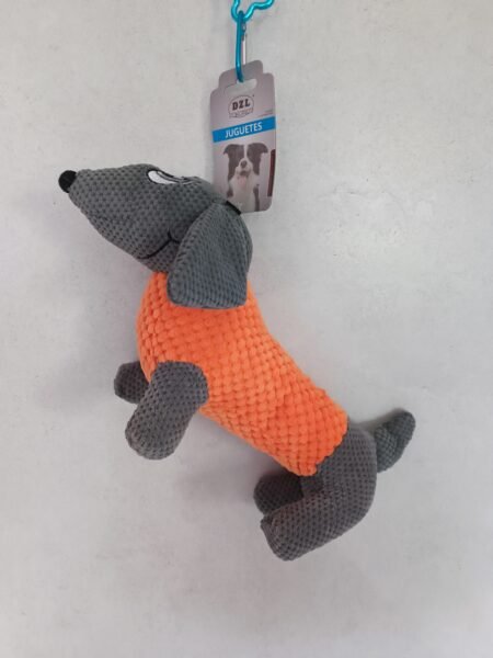 DZL Teckel Knuffel grijs-oranje